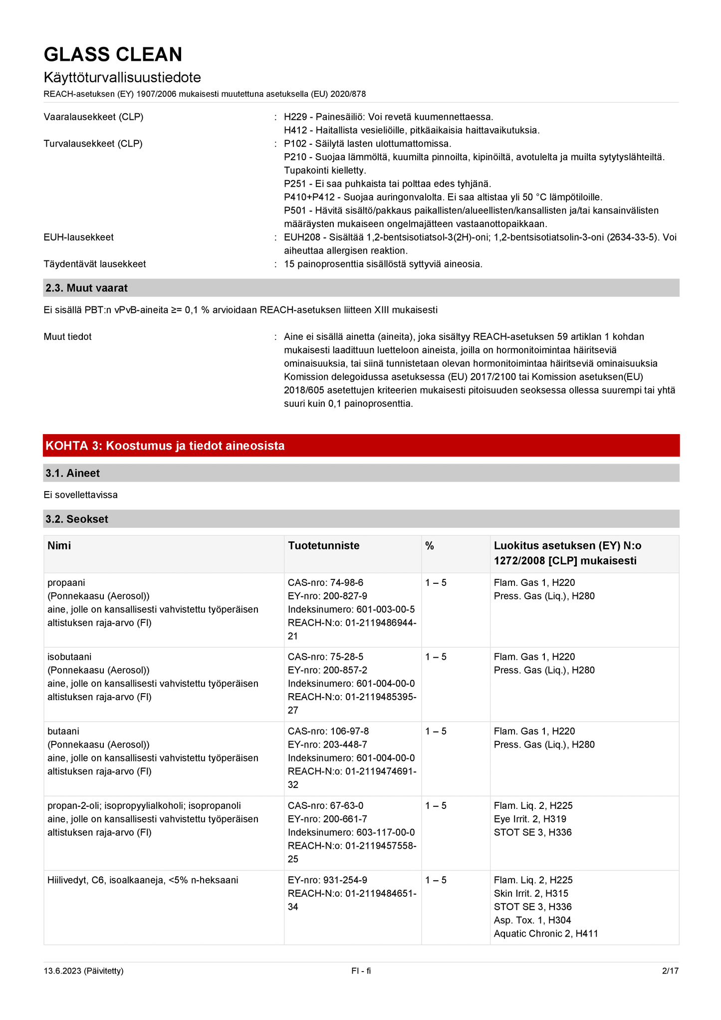 Lasinpesuspray CRC Glass Clean 500 ml (Pesuaineet)