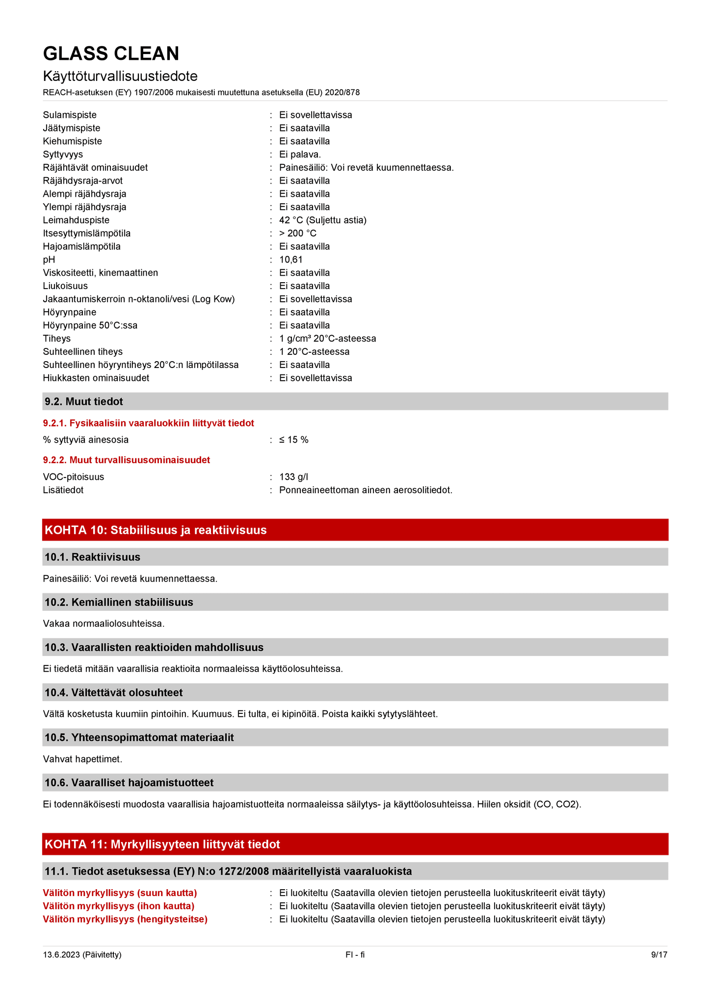 Lasinpesuspray CRC Glass Clean 500 ml (Pesuaineet)