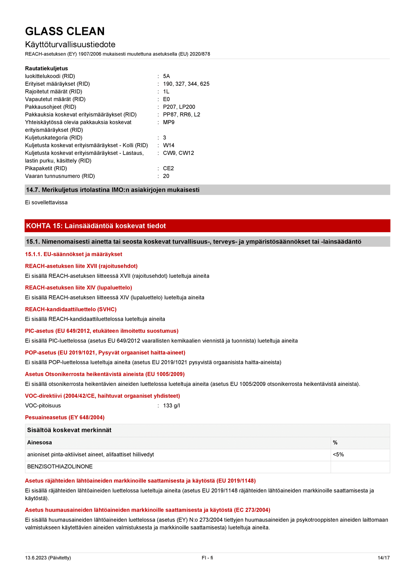 Lasinpesuspray CRC Glass Clean 500 ml (Pesuaineet)