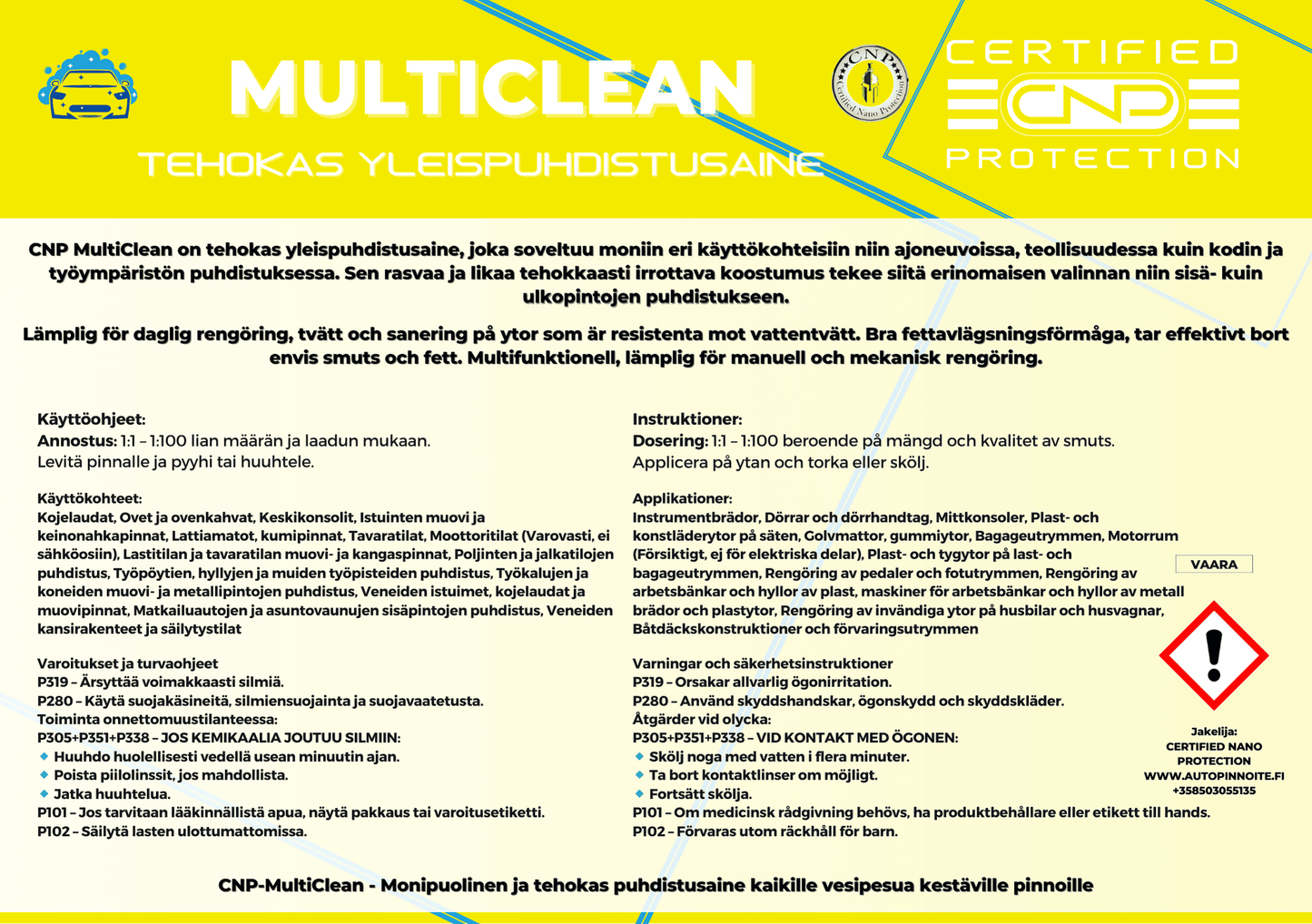 CNP MultiClean – Monikäyttöinen tehokas riittoisa puhdistusaine 5L/25 (Pesuaineet)